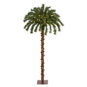 4ft Nearly Natural Pre-Lit LED Palm Artificial Christmas Tree Warm White Lights - 1 of 4