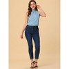 Allegra K Women's Sleeveless Frill Mock Neck Ruffle Chambray Blouse - 3 of 4