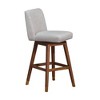 Armen Living Basila Wood Finish with Fabric Swivel Barstool - 3 of 4
