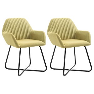 CLIHOME Modern Dining Chairs with Arms, Soft Upholstered Fabric Armchairs with Powder-Coated Steel Legs for Kitchen & Dining Room(Set of 2) - 1 of 4