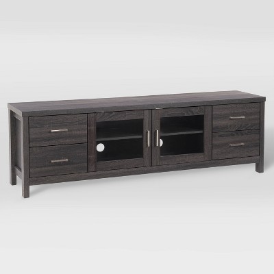 Hollywood Dark Gray Engineered Wood TV Cabinet with Doors for TVs up to 85"