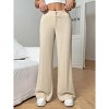 Clearlove Women's High Waist Wide Leg Pants Stretchy Button Fly Casual Palazzo Trousers with Zip Closure - 2 of 4