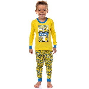 Despicable Me Toddler Boys' Minions Crew Bob Stuart Phil Sleep Pajama Set Yellow - 1 of 4
