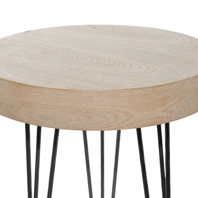 Elegant Round 20" Wood and Metal Accent Table in Brown