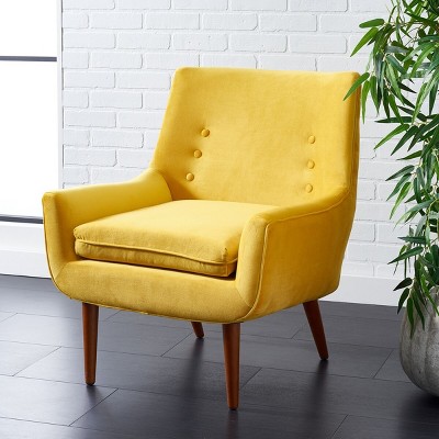 Amina Gold Velvet and Wood Tufted Accent Chair