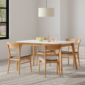 Christopher Knight Home Bryner Mid-Century Modern Fabric Upholstered Wood 5 Piece Dining Set - 1 of 4