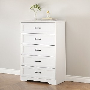 Whizmax Dresser for Bedroom with Drawers, Wood Drawer Dresser Chest of Drawers for Closet, Living Room, Hallway, Nursery, Kids Bedroom, White - 1 of 4