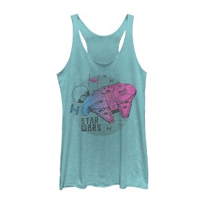 Women's Star Wars: The Rise of Skywalker Ombre Millennium Falcon Racerback Tank Top - 1 of 3