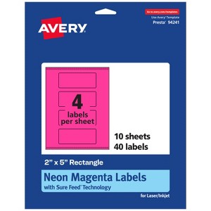 Avery Neon Magenta Paper Labels, 2" x 5" Rectangle - 1 of 4