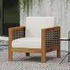 Outdoor Acacia Wood Club Chair with Wicker Accents, Teak Finish + Mixed Brown + Beige, 30.25"D x 27.5"W x 23.75"H - 4 of 4