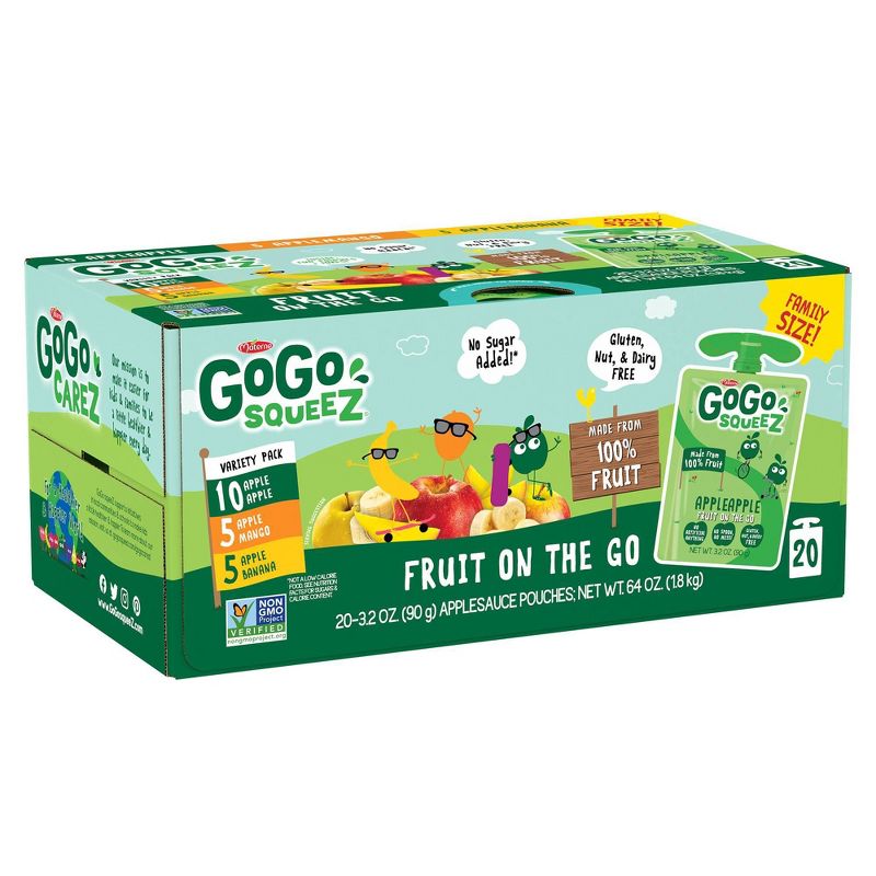 GoGo squeeZ Applesauce, Variety Apple/Banana/Mango - 3.2oz/20ct, 3 of 9