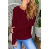 Imily Bela Women's Ruched Long Sleeve Tee Thumb Hole Detail Crew Neck Casual Comfort Top - 2 of 3