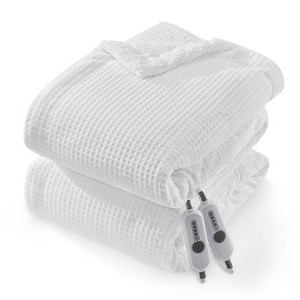 Heated Electric Blanket Throw Twin Full Queen King Size, Soft Flannel Waffle Fast Heating Blankets, 4 Heating Levels 10 Hours Auto Off Machine Wash - 1 of 4
