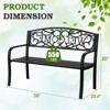 Huxxion 50" Outdoor Garden Bench, Iron Metal Frame Patio Bench with Backrest Armrests, Weatherproof Anti-Rust Outdoor Bench - 4 of 4