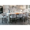 Okak Leisure Style Velvet Upholstered Wing Back Bar Stools Dining Chairs Set of 2, Button Tufted with Wood Legs & Chrome Nailhead Trim - 2 of 4