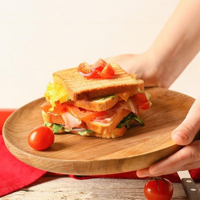 Handcrafted Acacia Wood 7-Inch Dinner Plates Set of 4