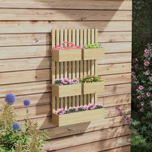 Maggift Raised Garden Bed, with legs, self-watering planter box Raised bed for growing flowers, herbs and vegetables, Natural, 43.00"*27.25"*4.25" - 1 of 4