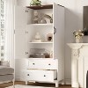 Tall Freestanding Storage Cabinet: 2 Drawers, 2 Doors & DIY Adjustable Shelf – Sturdy Wooden Unit for Kitchen/Home Office - 3 of 4