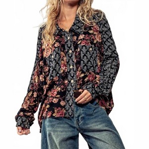 Women's Floral Illusion Printed Shirt - Urban Daizy - 1 of 3