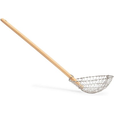 Farmlyn Creek Spider Wire Skimmer Strainer Spoon with Bamboo Handle for Cooking, 13 x 5 in