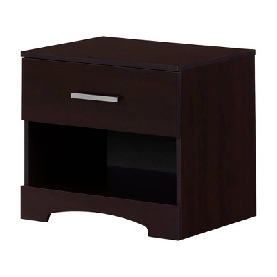 Chocolate 1-Drawer Modern Nightstand with Open Shelf
