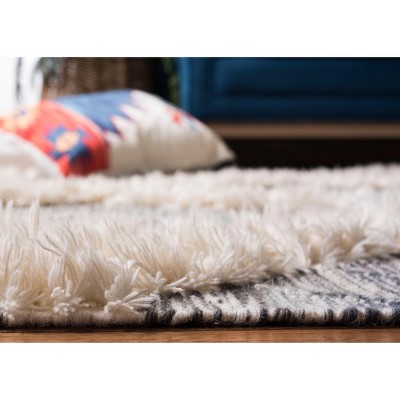 Grey and Ivory Geometric Wool 9' x 12' Area Rug