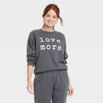 Women's Love More Graphic Sweatshirt - Gray XS