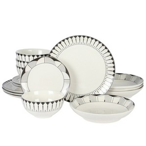 Gibson Home Aracama 16 Piece Double Bowl Decorated Dinnerware Set - 1 of 4