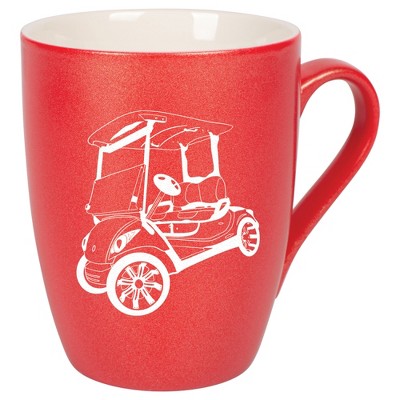 Elanze Designs 10 Ounce Metallic Finish New Bone China Tea Coffee Cup Mug� Crimson Red Rolling Golf Cart