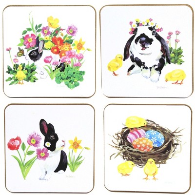 4.0 Inch Easter Garden Coasters Bunny Rabbit Chicks Eggs Coasters
