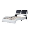 NicBex Queen/King Faux Leather Upholstered Bed Frame with LED,Wave Like Curve Platform Bed Frame with Bluetooth,Backrest Vibration Massage - 2 of 4