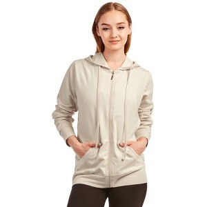 Sofra Women's Cotton Comfort Zip Up Hoodie Jersey Sweater - 1 of 3