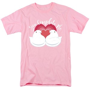Heart Valentine You Complete Me Love Adult T-Shirt Pink - 1 of 4