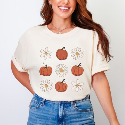 Simply Sage Market Pumpkin Daises Checkered Garment Dyed Tee