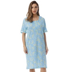 Just Love Womens Nightgown - Short Sleeve Henley Oversized Sleepwear Gown - 1 of 3
