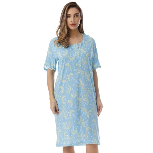 Just Love Womens Nightgown - Short Sleeve Henley Oversized