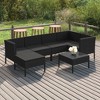 vidaXL 7-Piece Outdoor Patio Lounge Set - Weather-Resistant Poly Rattan Backyard Furniture with Comfortable Cushions and Removable Covers - Black - 2 of 4