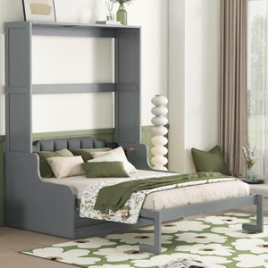 Streamdale Queen Size Murphy Bed Wall Bed with Cushion,Gray - 1 of 4