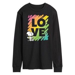 Men's - Peanuts - Rainbow Love Scribble Long Sleeve Graphic T-Shirt - 1 of 4