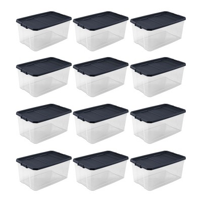 Sterilite 16 Qt Clear Plastic Stacking Storage Containers w/ Gray Lid