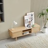 Lyngins 41.34" Rattan Woven Coffee Table, Sliding Door for Storage, Rectangle Tea Table with Solid Wood Legs, Modern Center Table for Living Room - 2 of 4