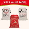 Joyfy 3 Pcs Christmas Canvas Gift Bag, 26" x 19" Drawstring Santa Burlap Sack Large Gift Bags for Christmas Gift Package Party Favors Hoilday Decor - 2 of 4