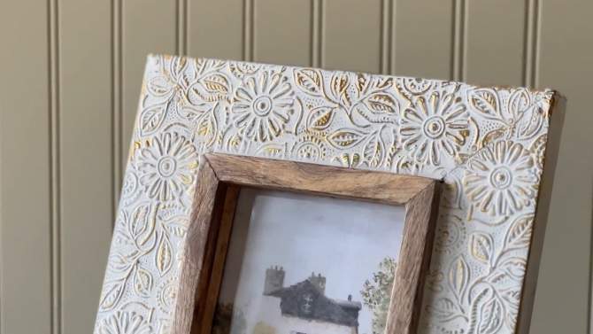 Antique Embossed Picture Frame White Wash Metal, MDF, Mango Wood & Glass by Foreside Home & Garden, 2 of 8, play video