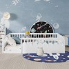 Gulches Full Montessori Wood Floor Bed Frame with High Rails, LED Light & Storage Shelf, White - 2 of 4