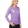 Anna-Kaci Women's Long Sleeve Sequin Top with Crew Neck and Fitted Silhouette - 2 of 4