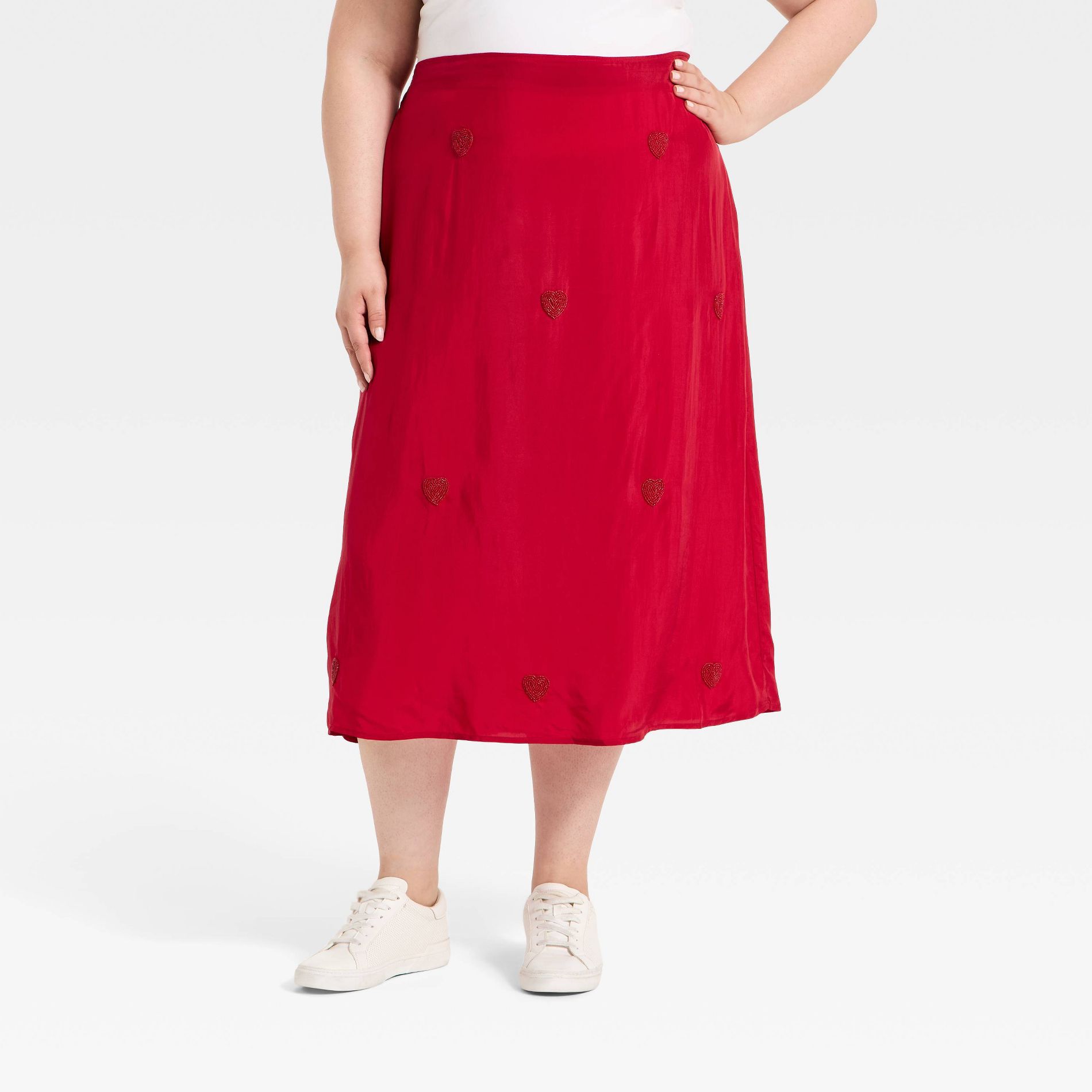 Women's Valentine's Heart Printed Skirt - A New Day™ Red