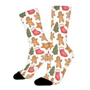 Gingerbread Man Christmas Holiday Cookies Women Printed Crew Socks Funny Funky Socks Soft Polyester Novelty Gifts for Artists Men - 1 of 1