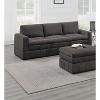 Okak Modern Convertible Sectional Sofa Couch with 4 Armchair/Wedge, 1 Armless Chairs /Ottomans 6 pc Fabric Plush Modular Sofa for Living Room, Brown - 2 of 4