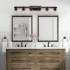 DOMETOUR 42'' Rustic 6-Light Vanity Light, Industrial Bathroom Wall Sconce with Glass Shades, Wood Accent, Modern Farmhouse Fixture (No Bulbs) - 2 of 4