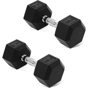 Hex Dumbbell Set of 2, Rubber Encased Weights with Anti-Slip Grip for Strength Training & Fitness - 1 of 4